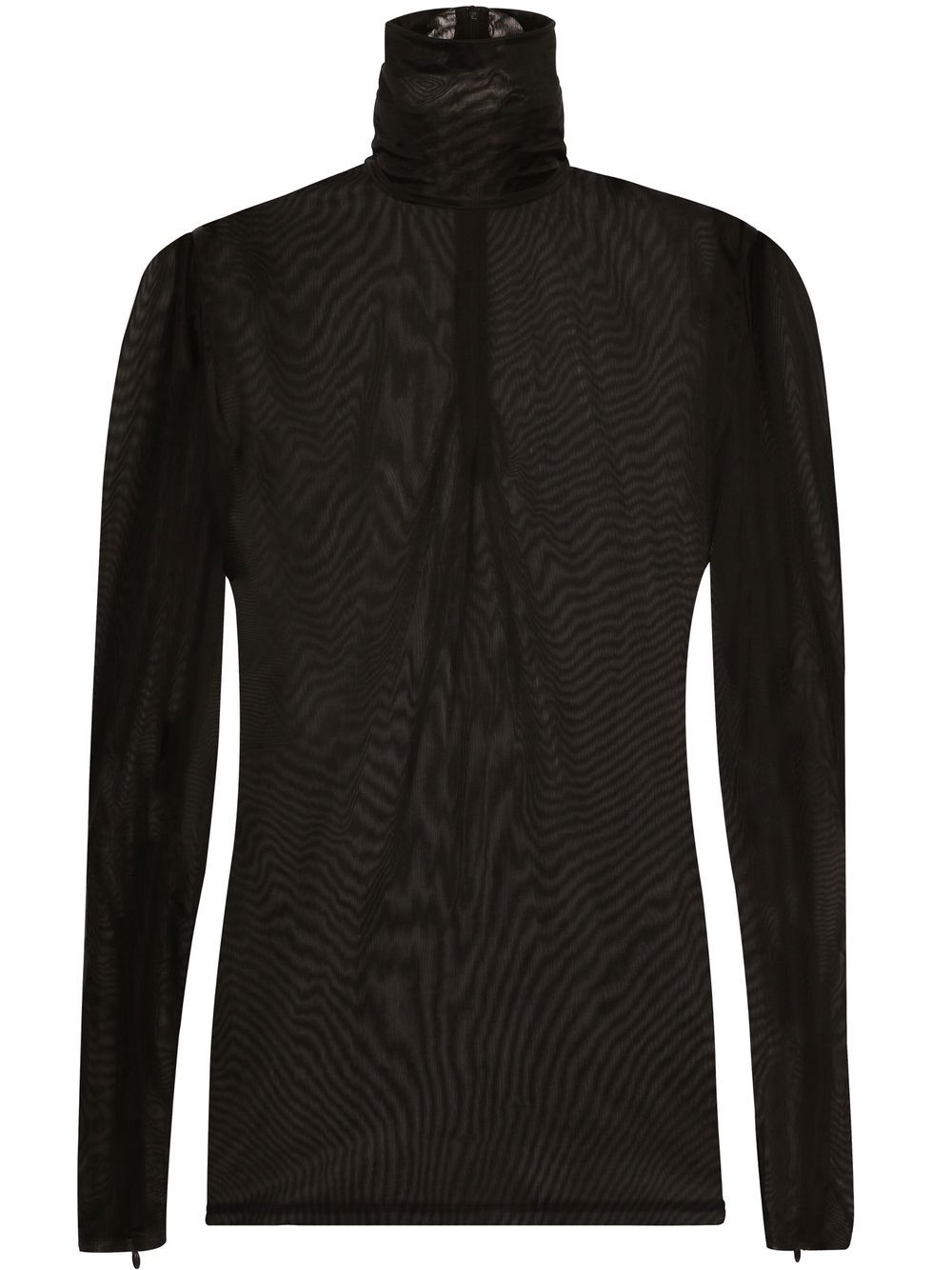 Sheer jersey roll-neck top - Black