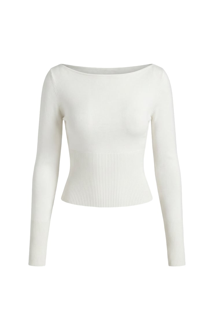 Ryan Fitted Boatneck Sweater - White - Women Clothing