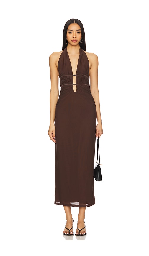 MISHA KLEID CELINE in Chocolate. Größe XXL. Also in