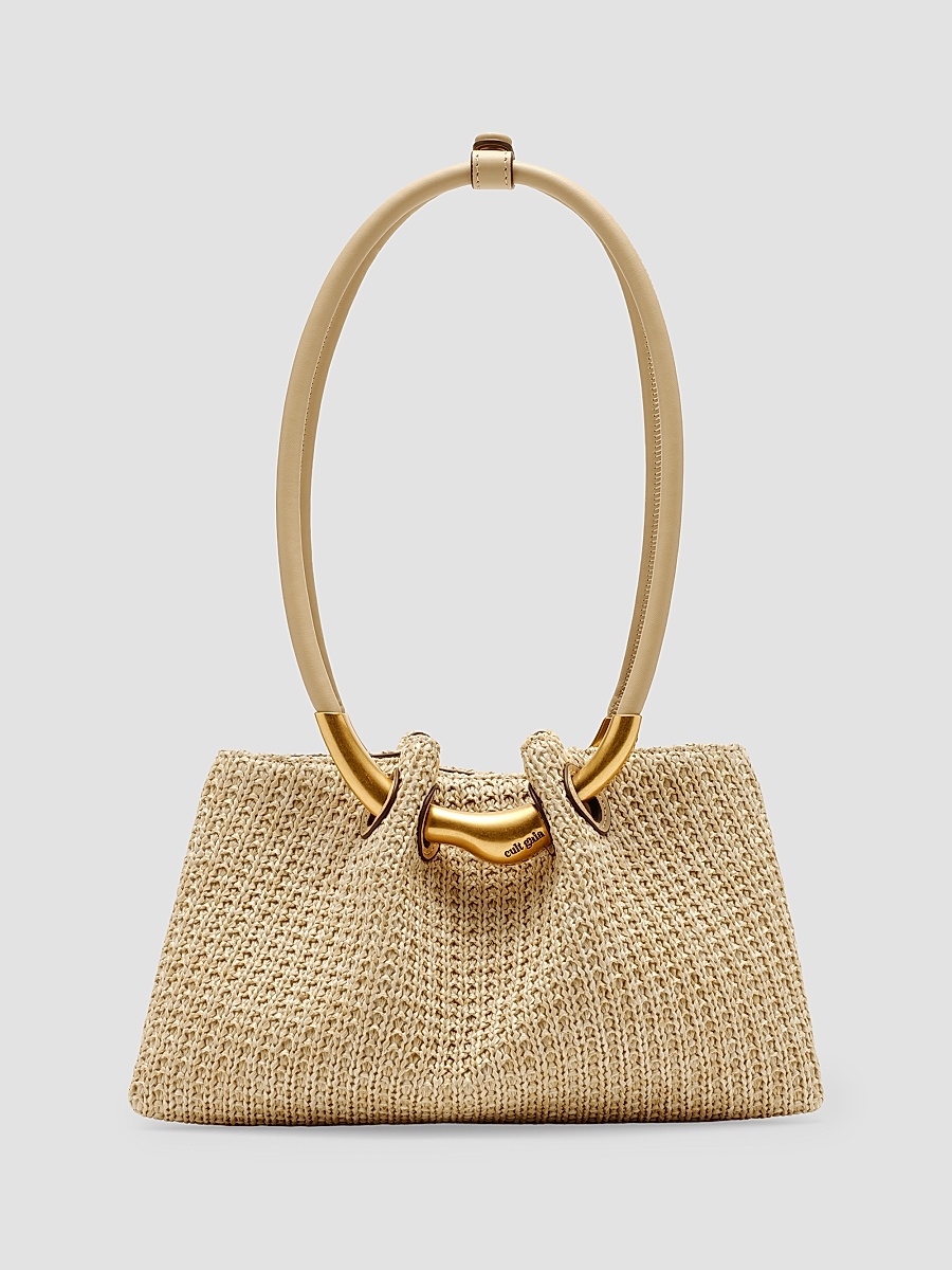 Women's Asa Pierced Raffia Shoulder Bag - Natural