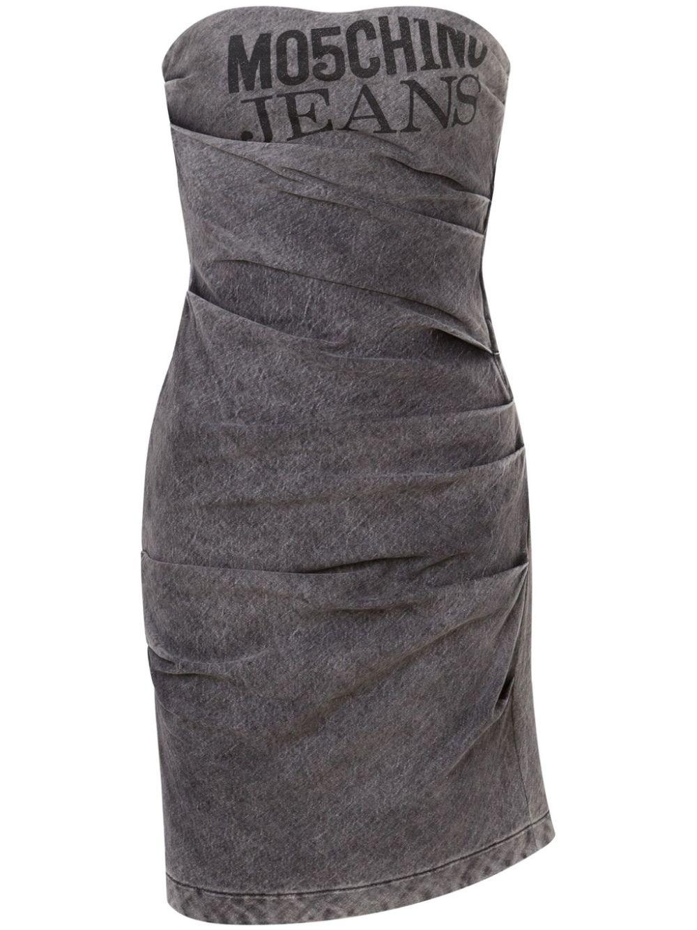 Logo-print strapless dress - Grey