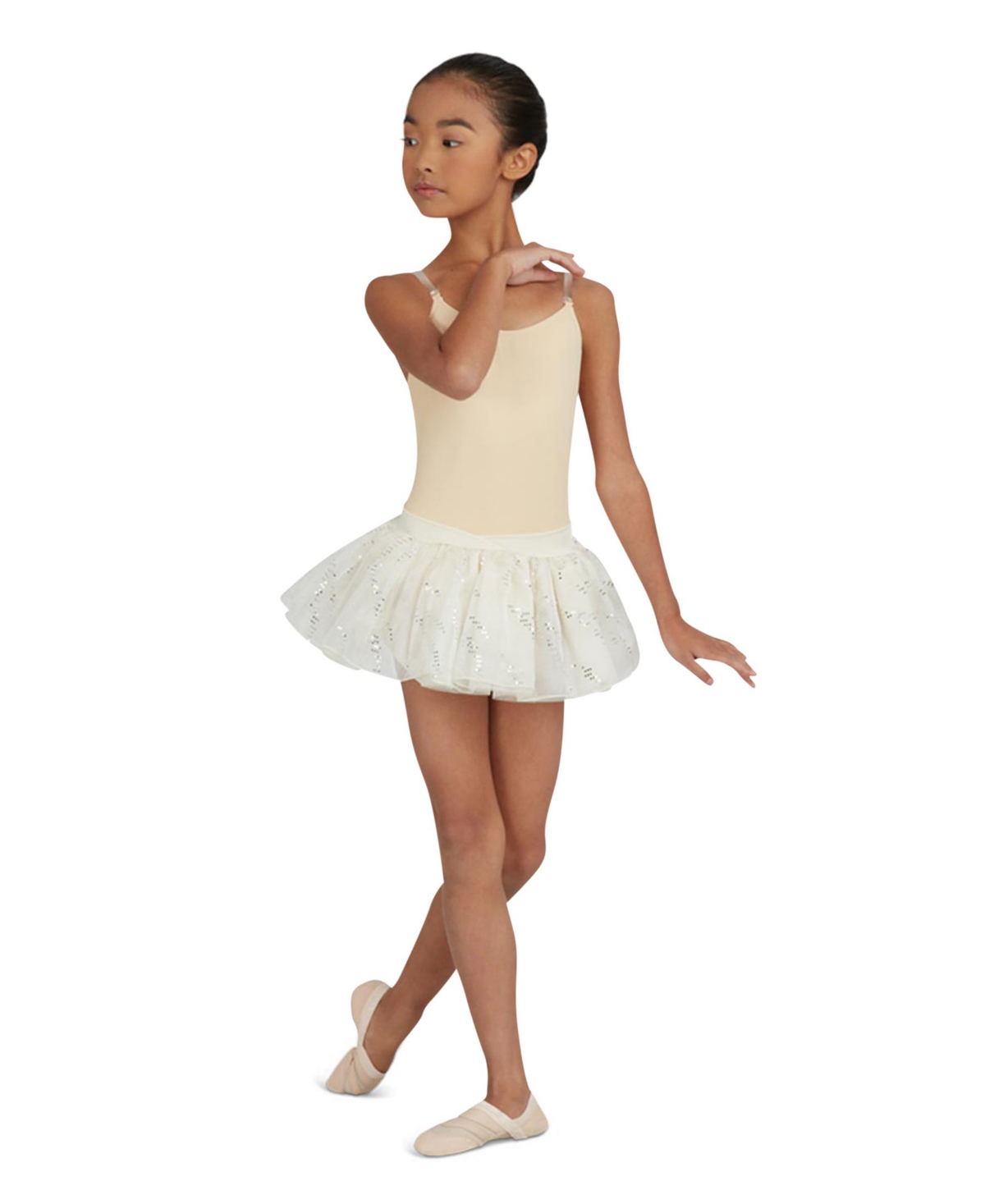 Girls Camisole Leotard w/ Clear Transition Straps - Nude