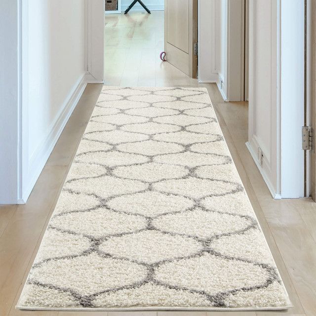 Moroccan Shaggy Rugs and Runners for Living Room Trellis Design
