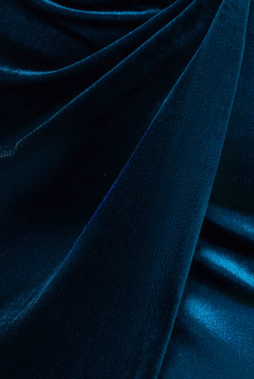 Goddiva Off The Shoulder Front Split Velvet Maxi Dress - Tea