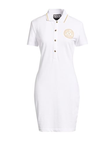 Woman Mini dress White Size L Cotton, Polyester, Elastane