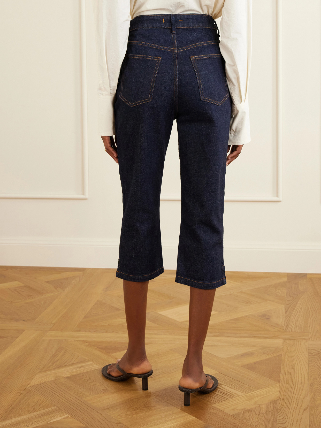 Russet Stretch Slim-leg Capri Jeans - Dark denim
