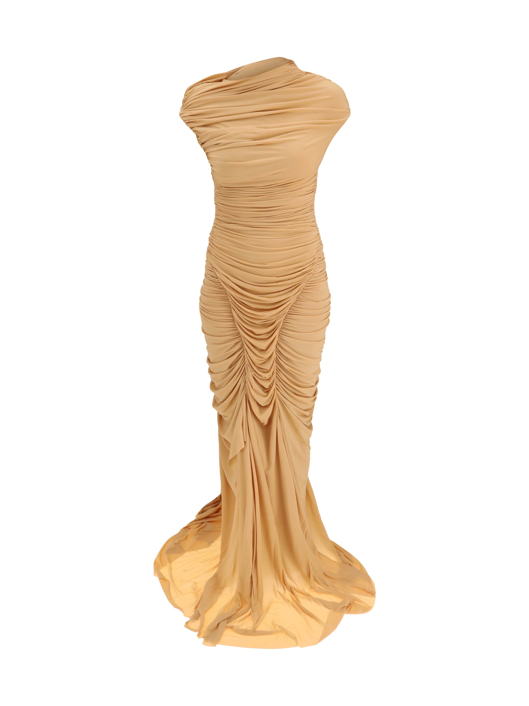 Draped Jersey Dress — Beige