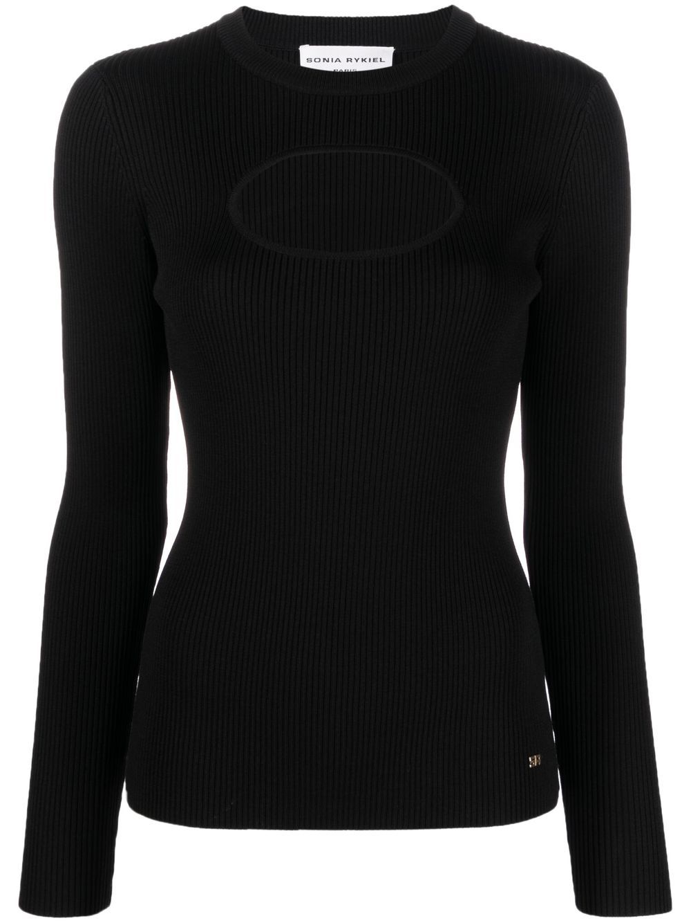 Cut-out long-sleeve top - Black