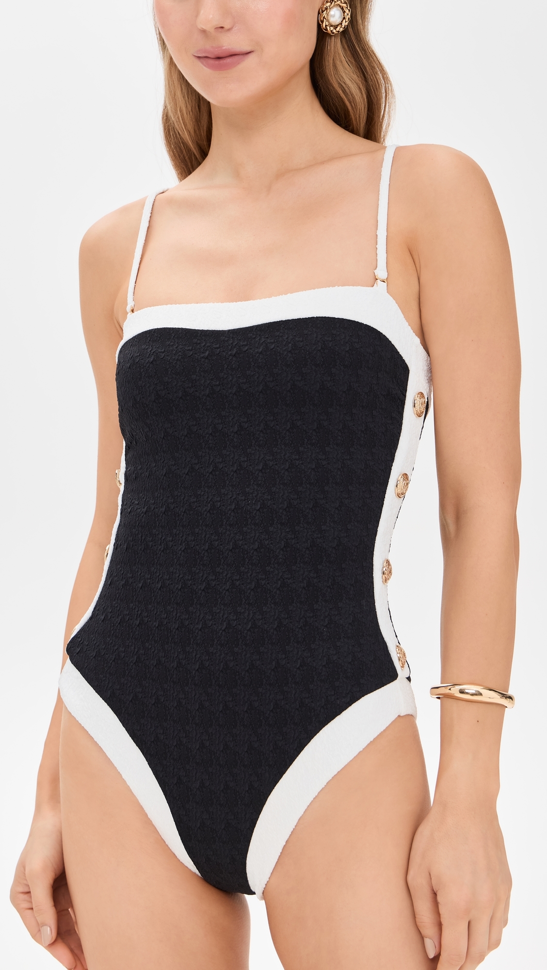 Tory Colorblock Chic Bandeau One Piece Black