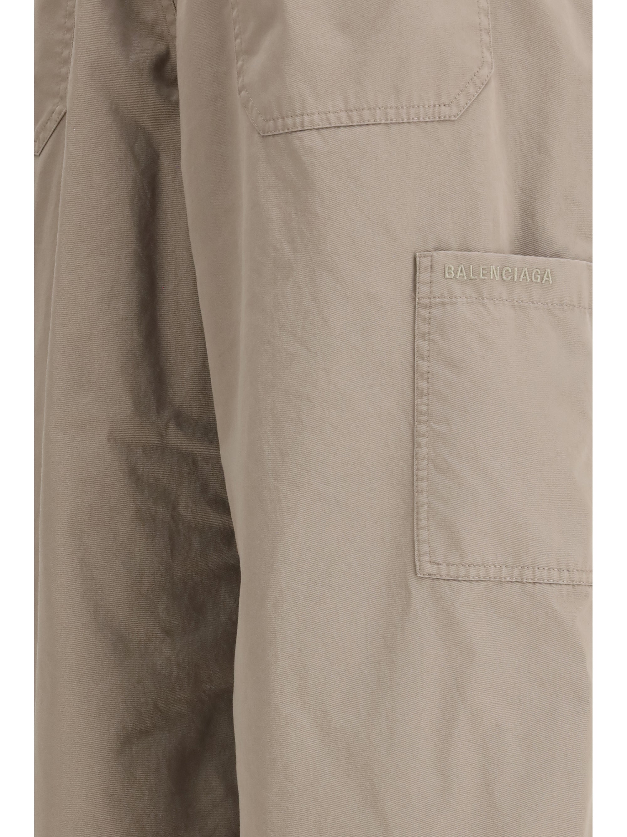 Cotton Twill Workwear Trousers — Beige