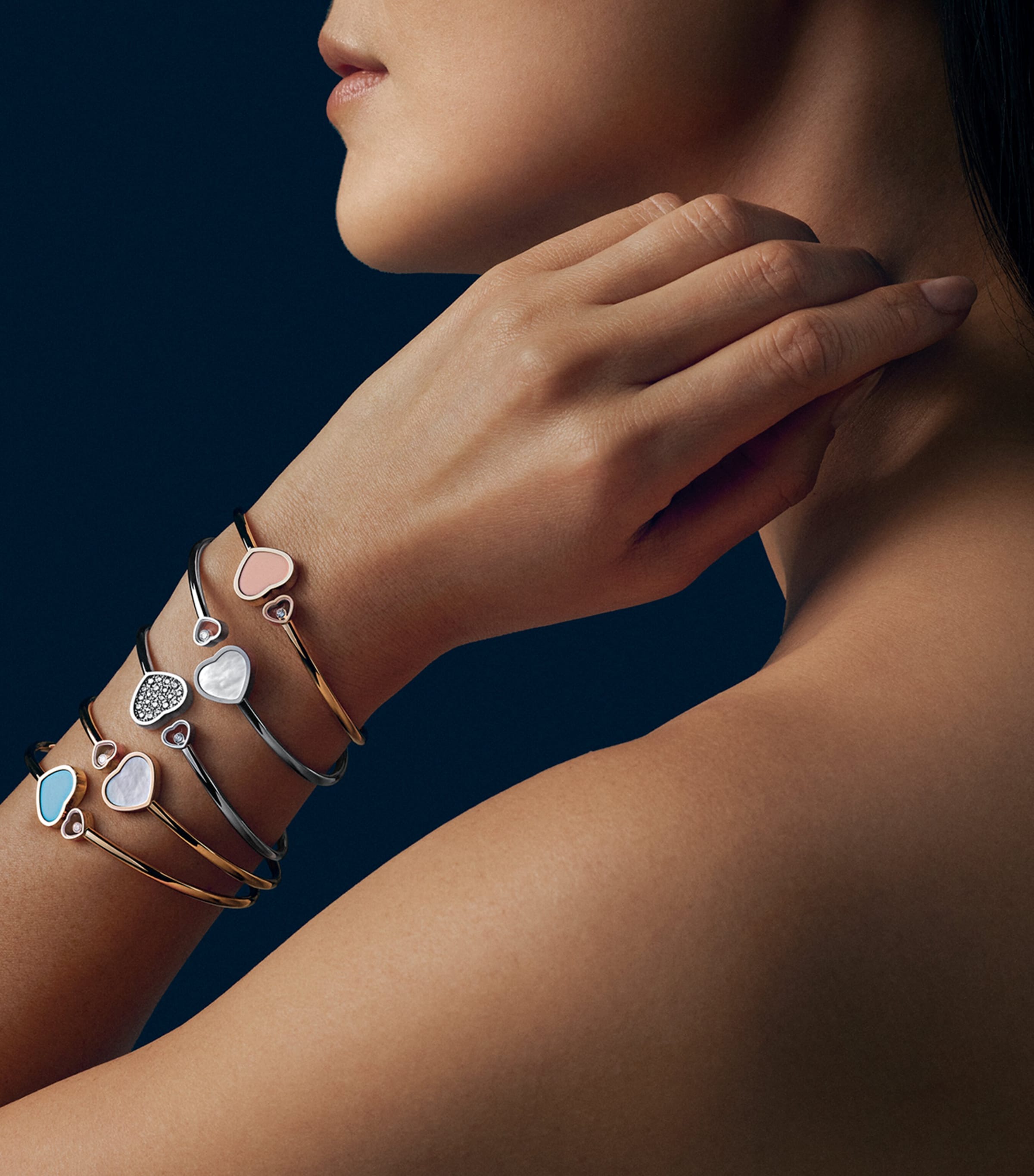 Rose Gold and Diamond Happy Hearts Bangle