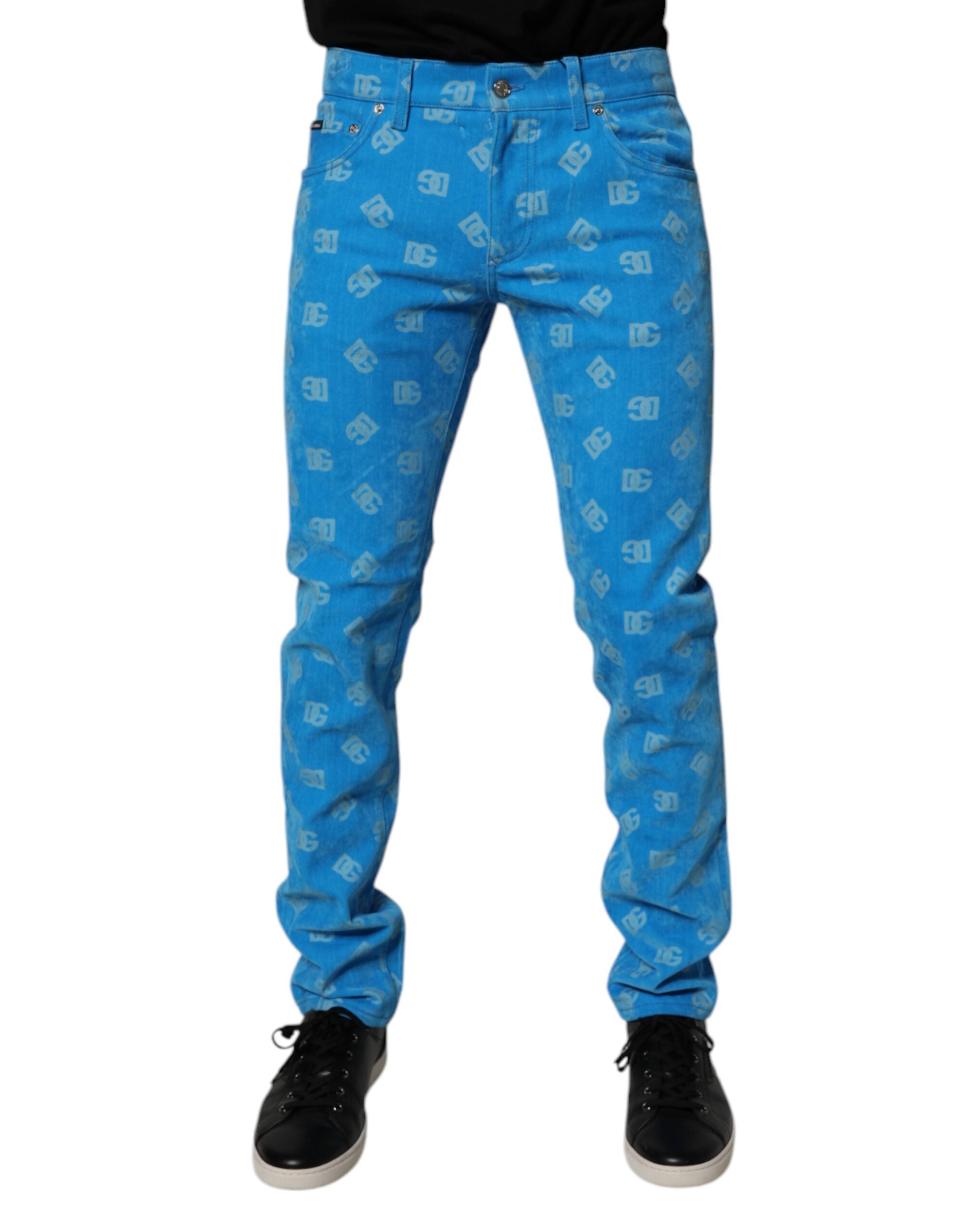 Logo-Print Denim Jeans — Blue