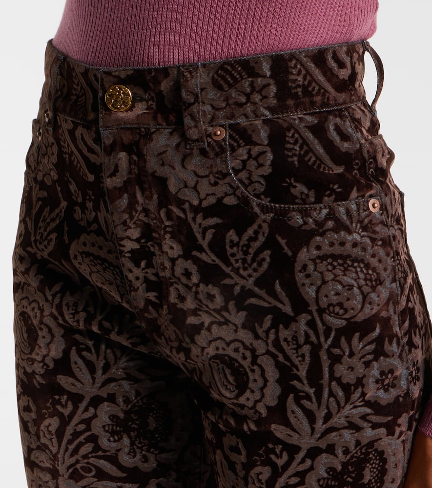 Chloé Floral high-rise velvet straight pants