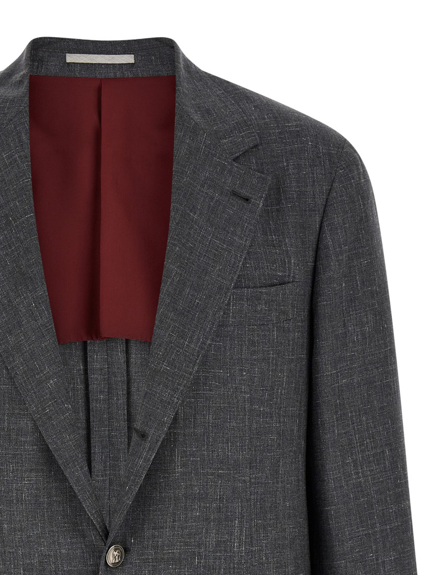 Slubbed Buttons Blazer