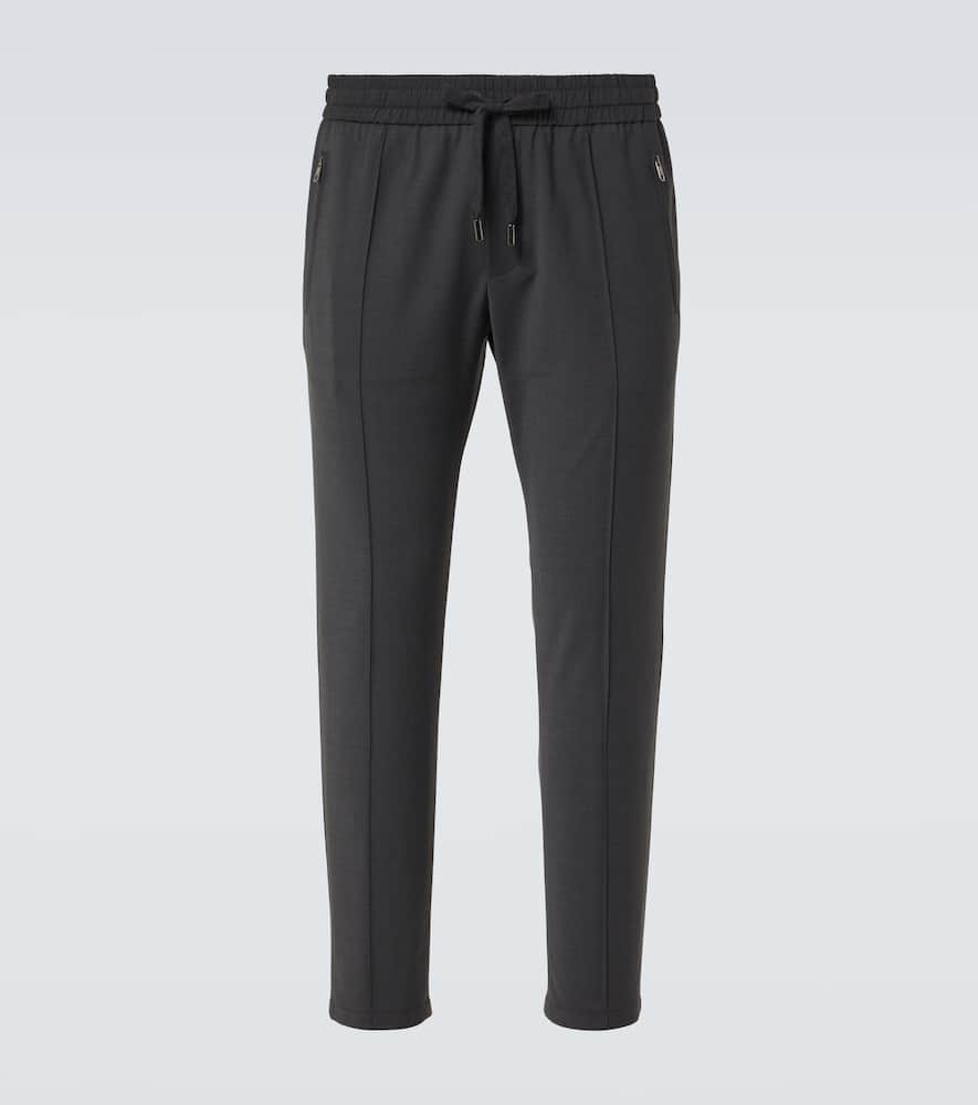 Wool-blend straight pants