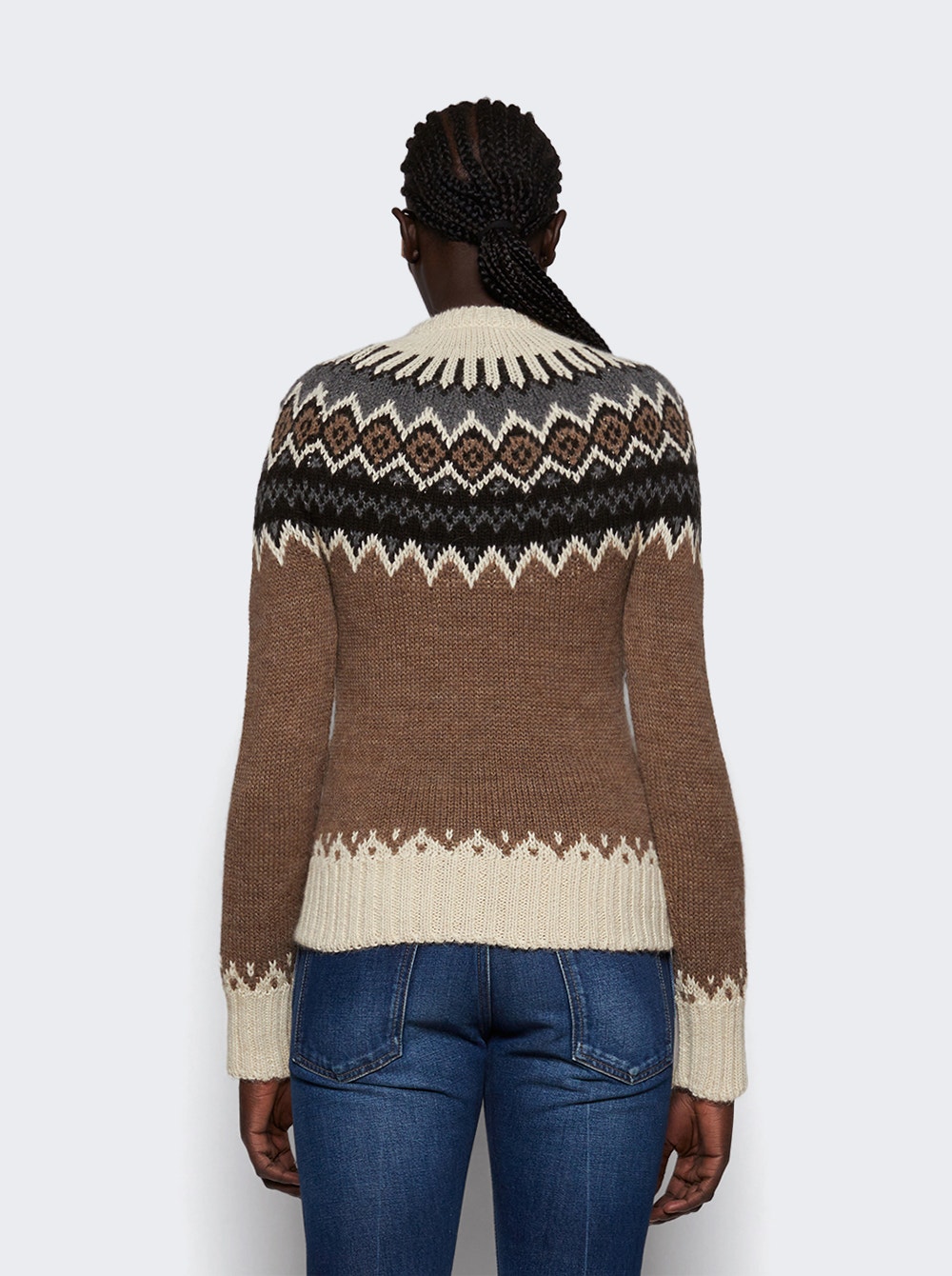 Mock-neck fair-isle sweater - Brown