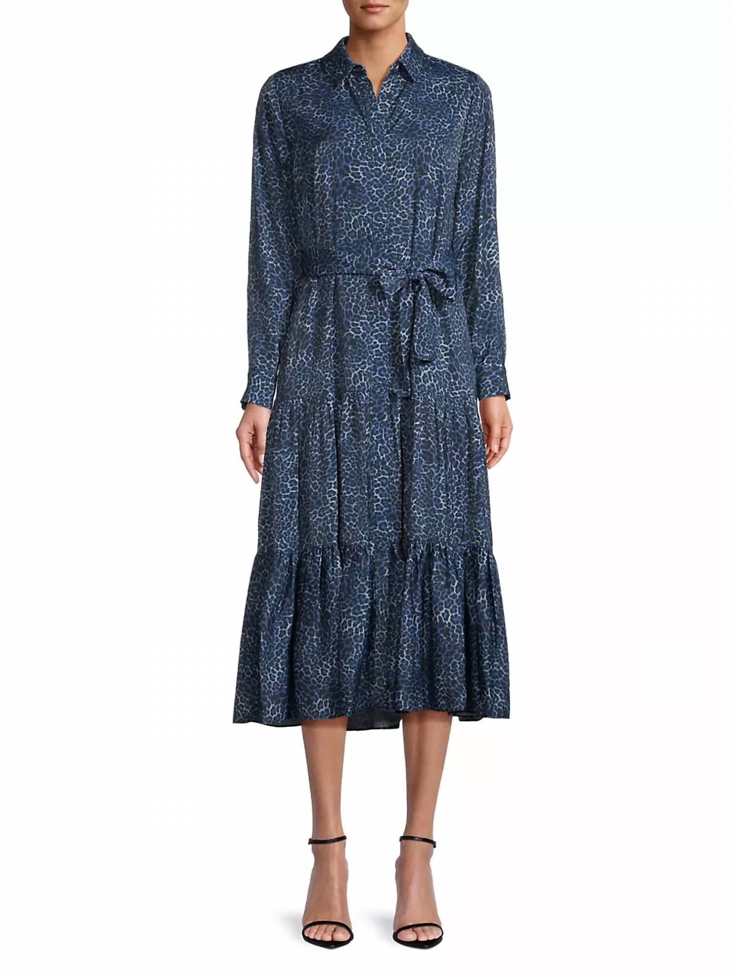 Montanna Leopard Midi Dress In Sea Blue Multi
