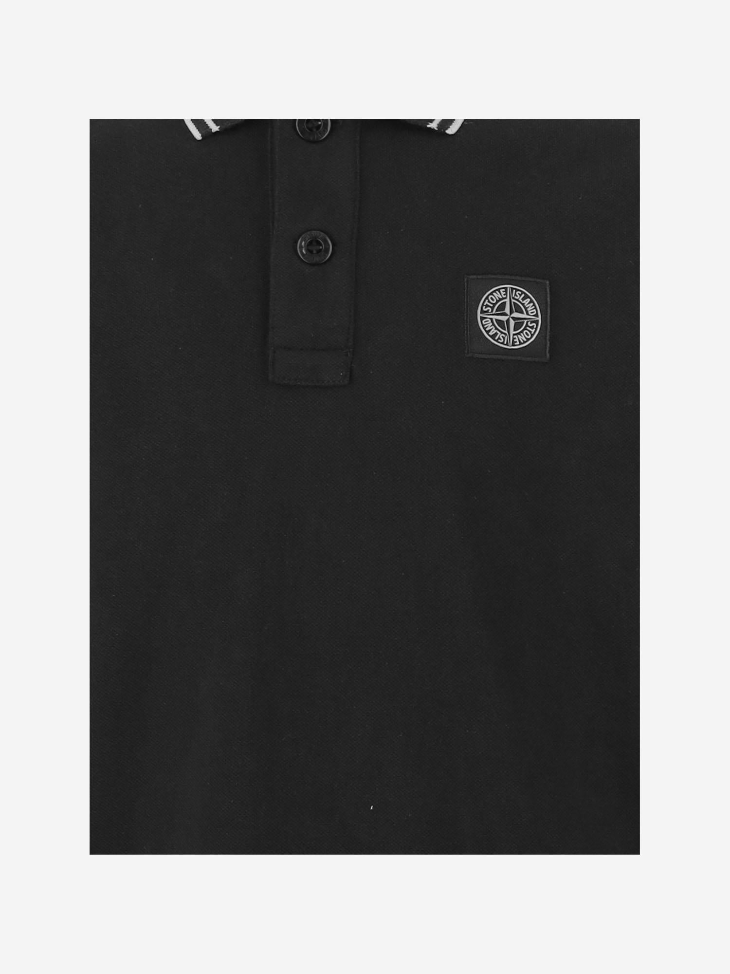 Logo-Embroidered Cotton Polo Shirt — Black