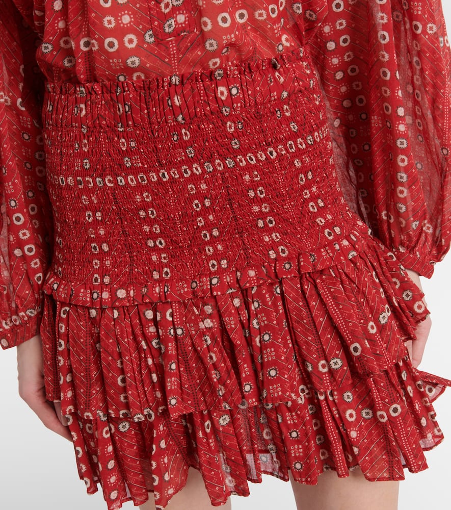 Naomi ruffled printed cotton miniskirt
