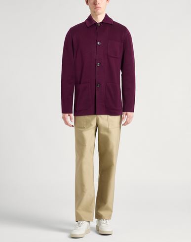 Man Cardigan Plum Size S Cotton