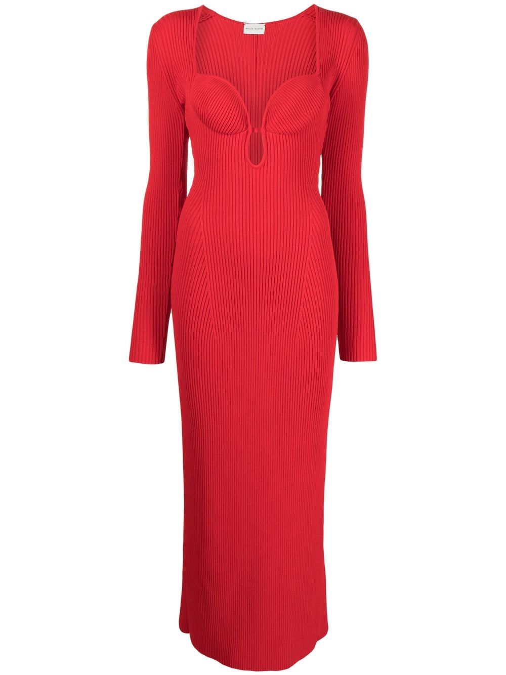 Ribbed knitted maxi dress - Red