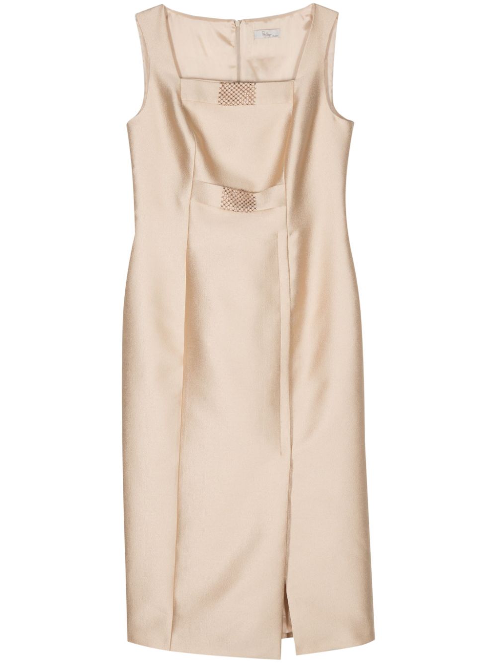 Crystal-embellishment crepe dress - Gold