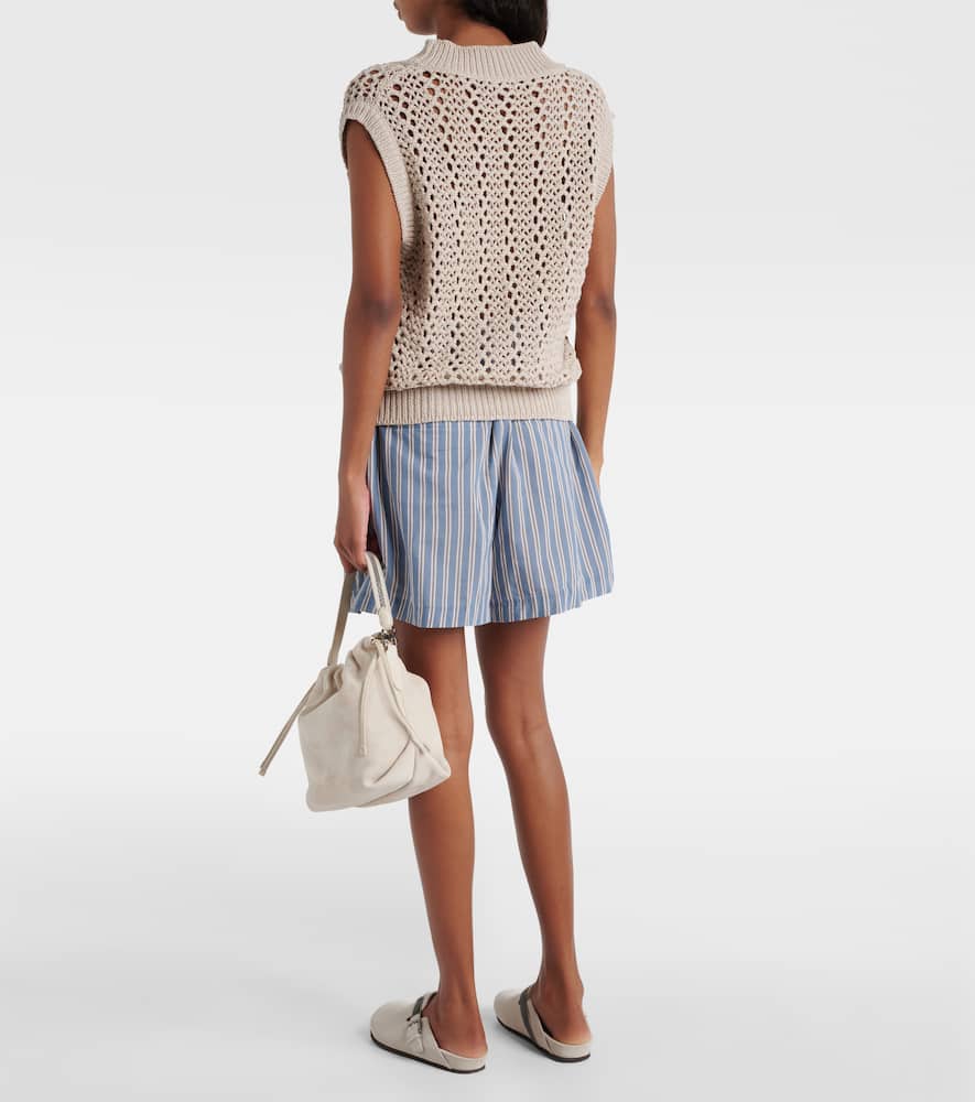 Open-knit cotton-blend sweater vest