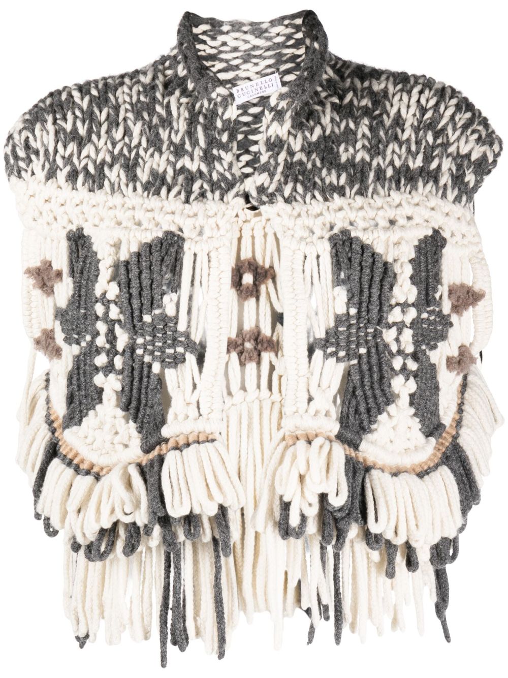 Embroidered-design cardigan - White