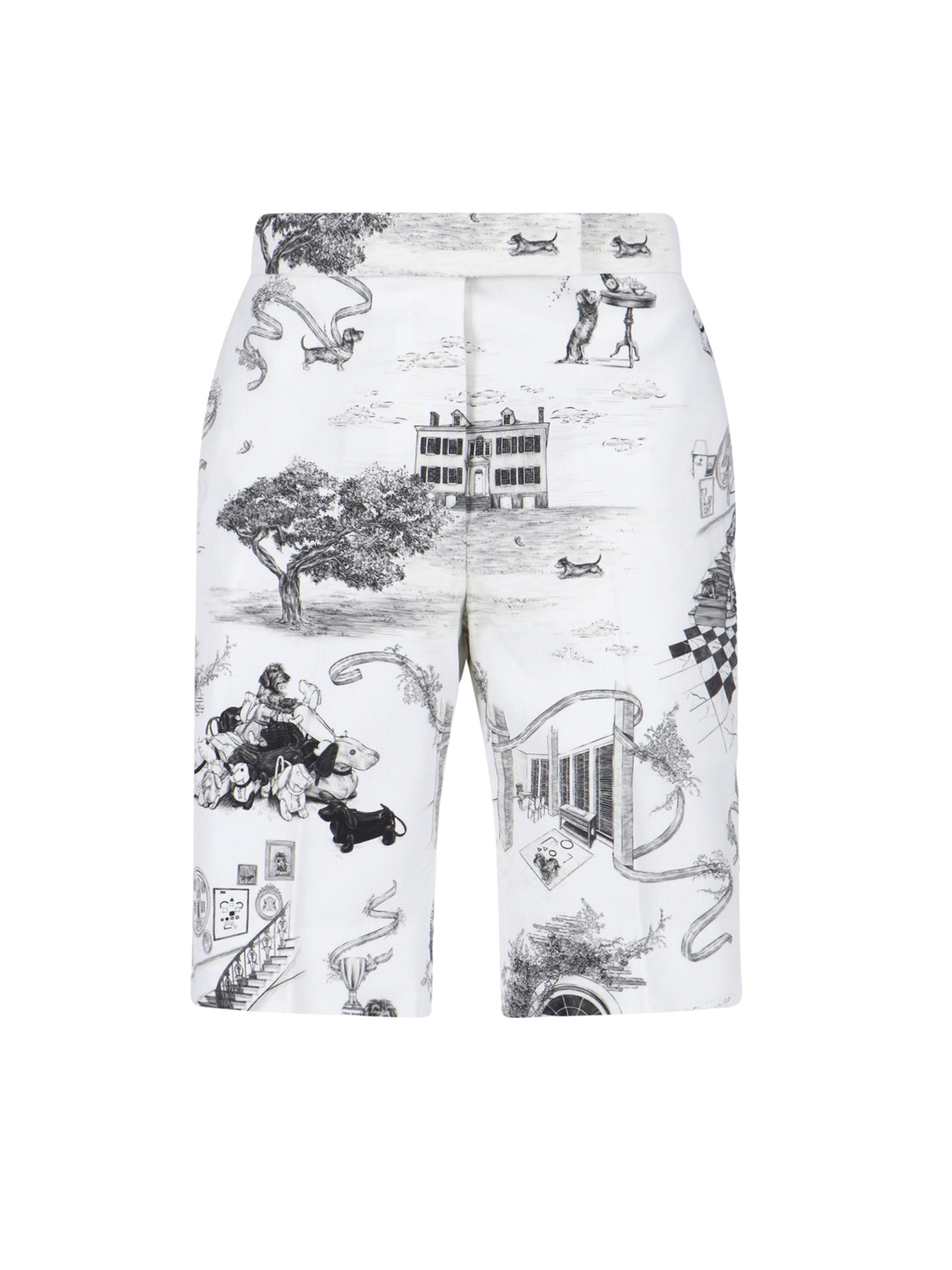 Thom Browne - straight shorts belt loops button graphic print