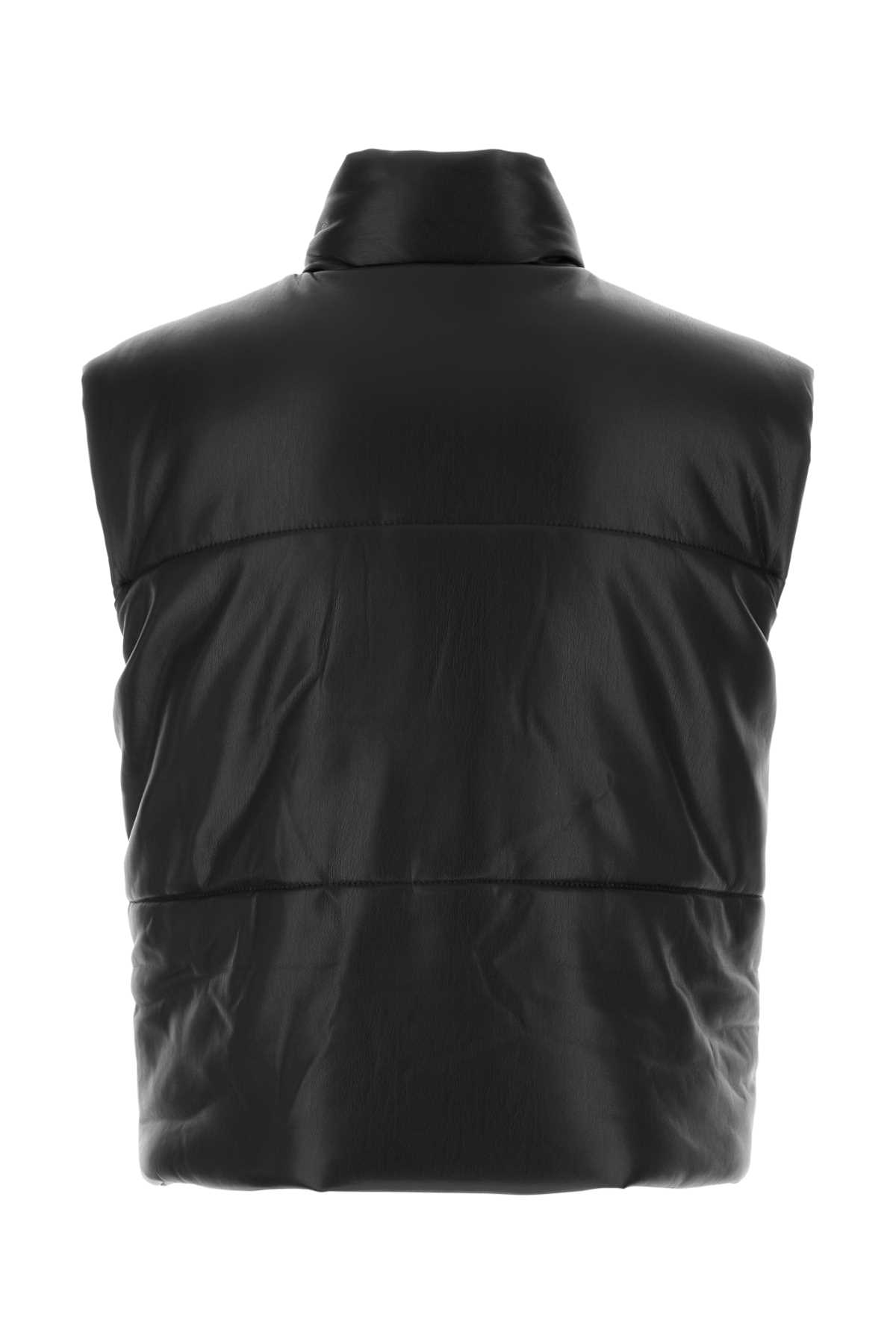 Black Synthetic Leather Jovan Padded Jacket