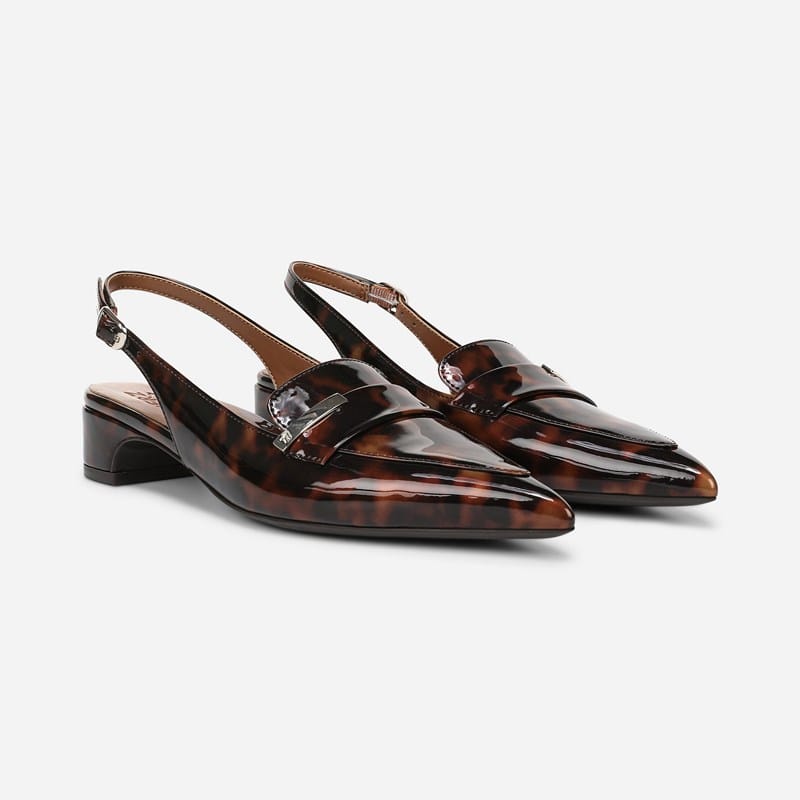Sloane Slingback Dress Shoes, Tortoise Brown Faux Leather