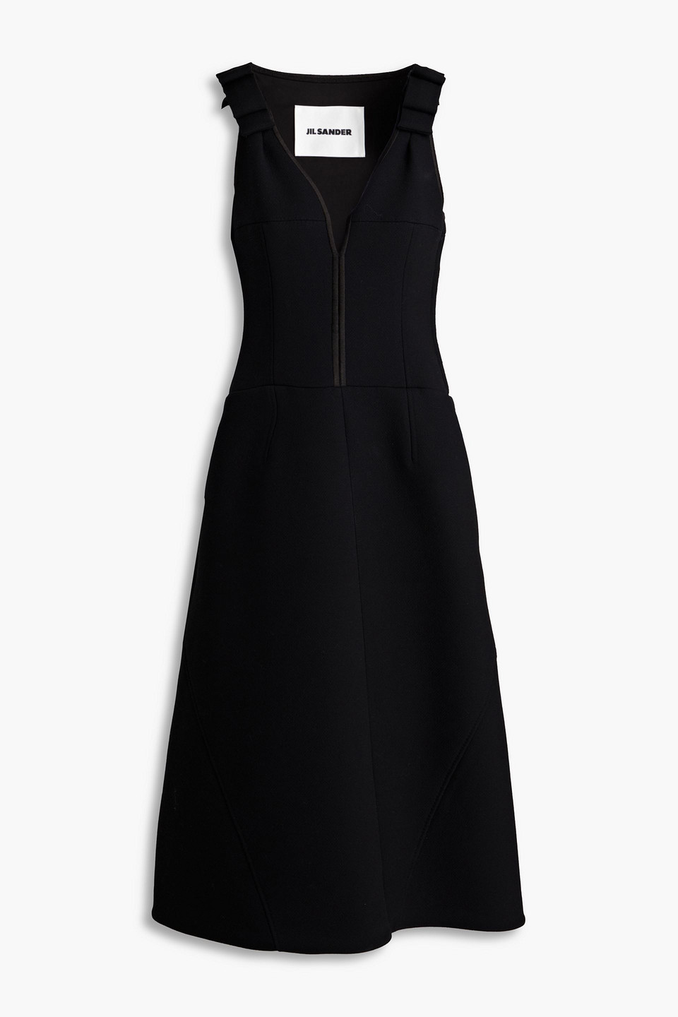 Bow-embellished wool-blend crepe midi dress