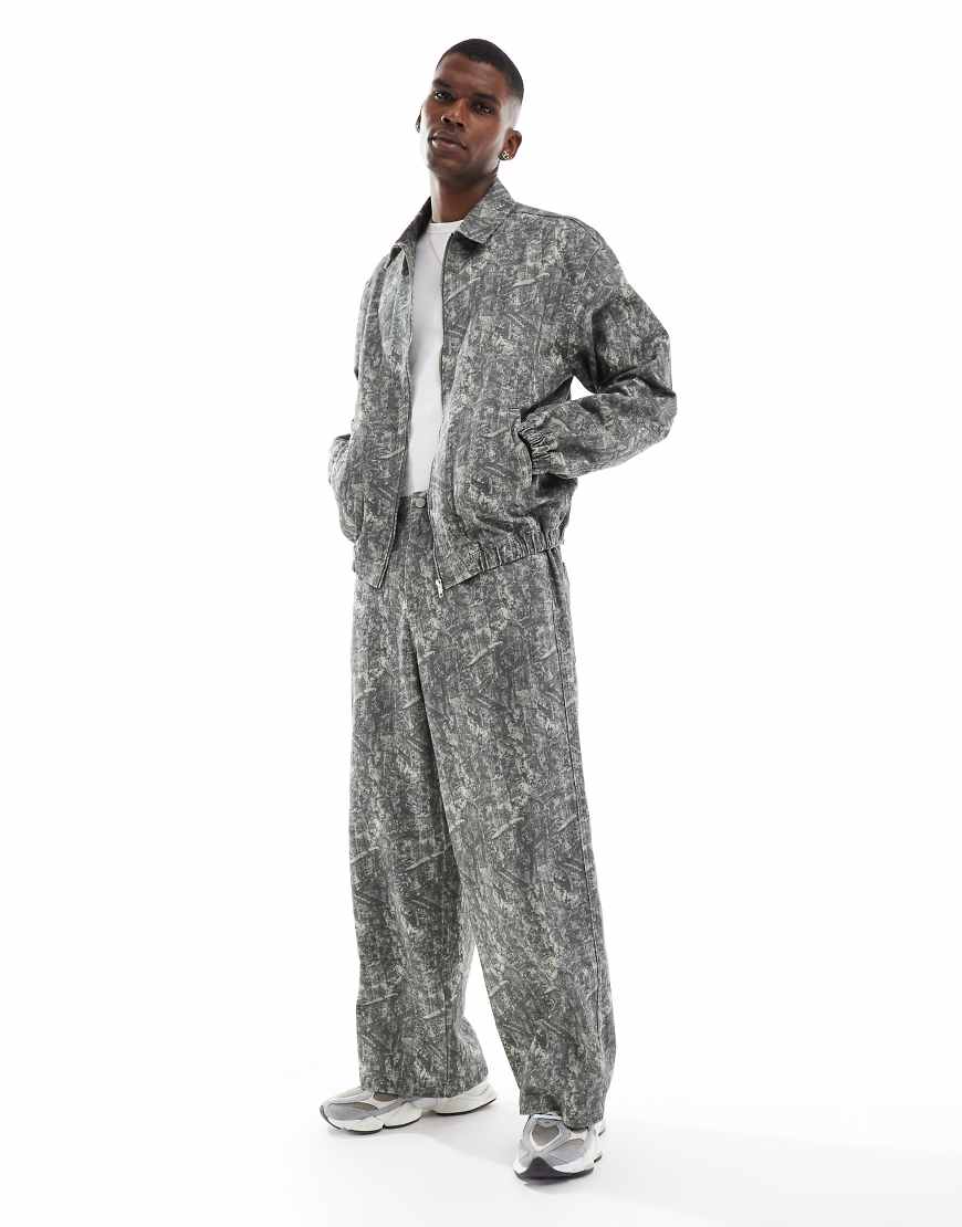 ASOS DESIGN oversized bomber jacket in camo print - part of a set-Multi