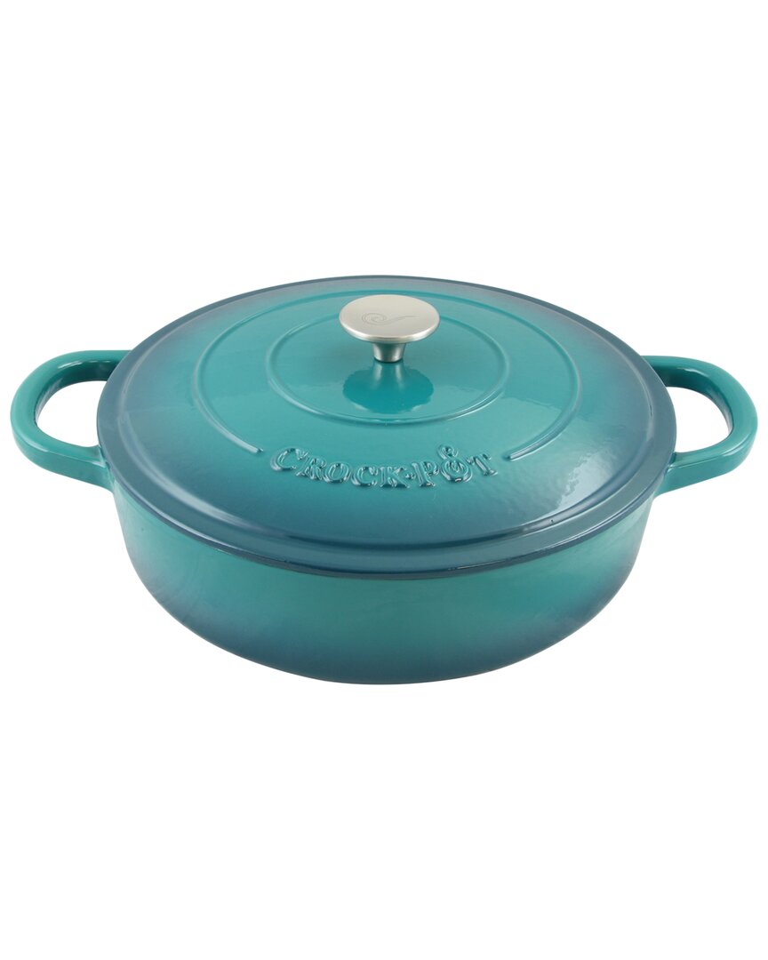 Crockpot Artisan Enameled Cast Iron 5qt Round Braiser Pan With Self Basting Lid