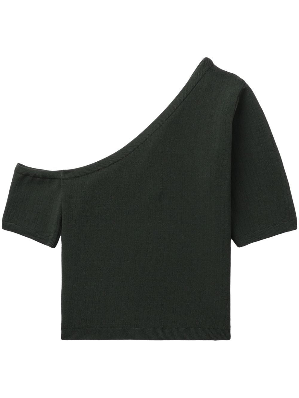 Ribbed-knit one-shoulder top - Green