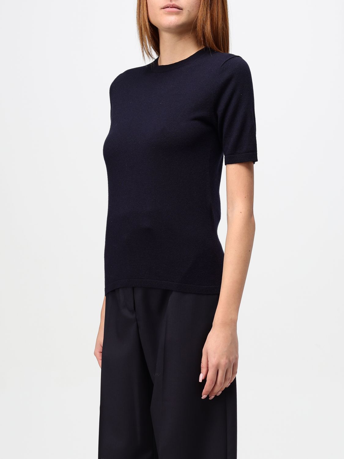 Crew-neck fine-knit T-shirt - White