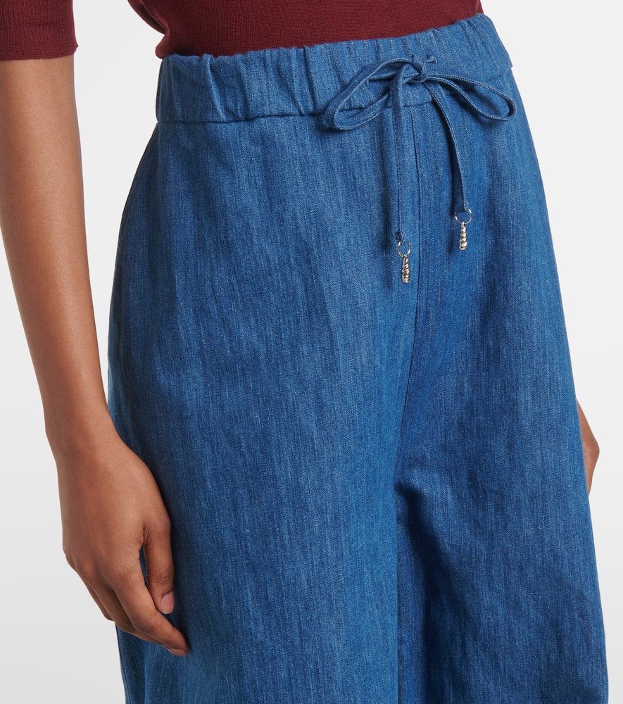 Gelos high-rise cotton and linen wide-leg pants