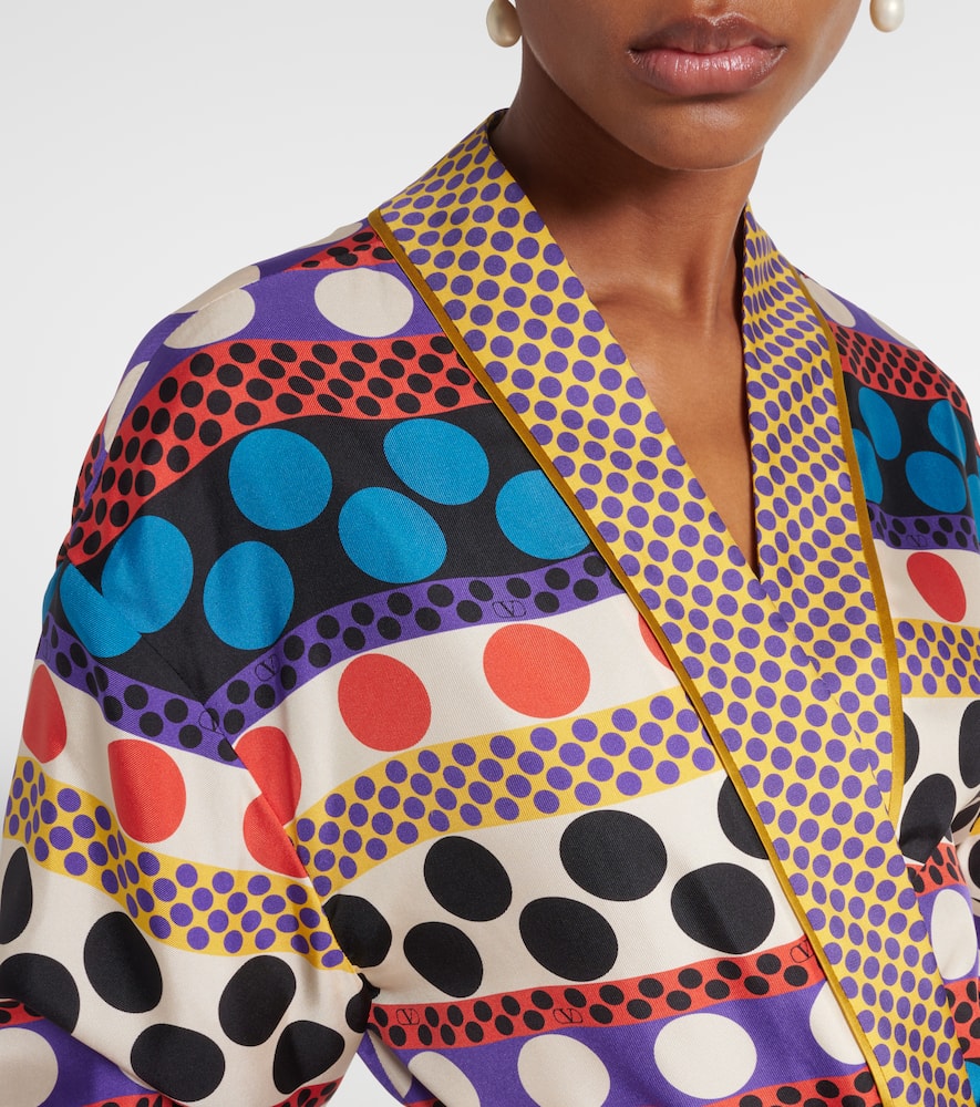Polka-dot silk beach cover-up
