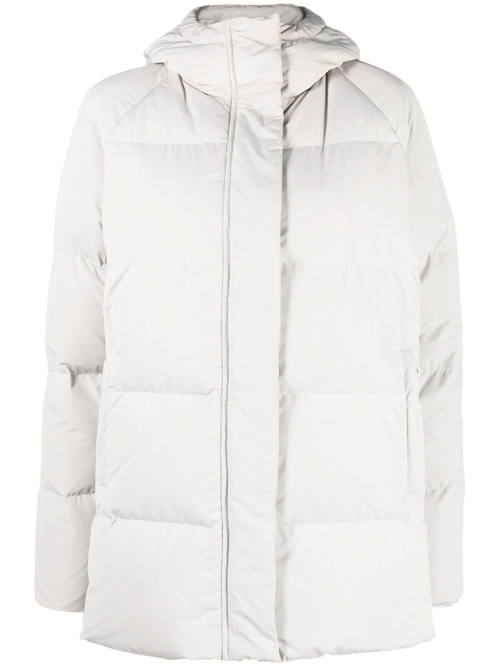 Quilted-Finish Hooded Quilted Coat — White