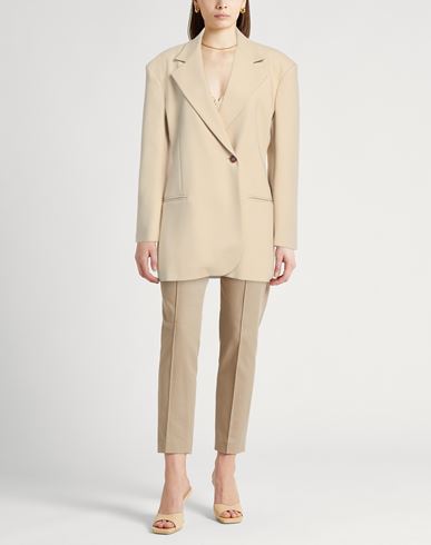 Alysi Chocolat Woman Blazer Beige Size 4 Polyester, Viscose, Elastane