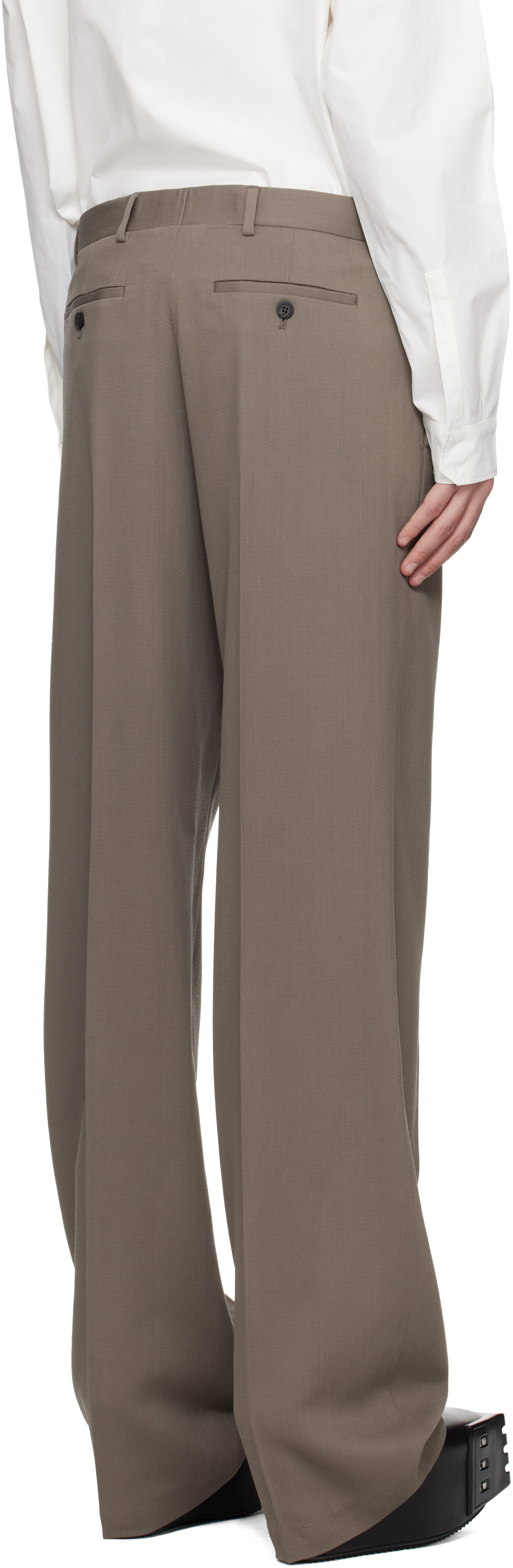 Gray Temple Twisted Wool Tailored Dietrich Trousers