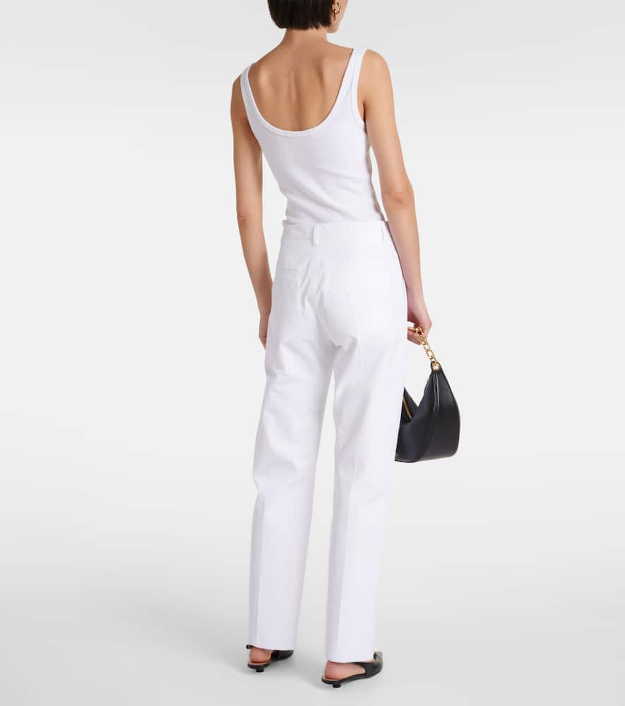 Low-rise cotton slim pants