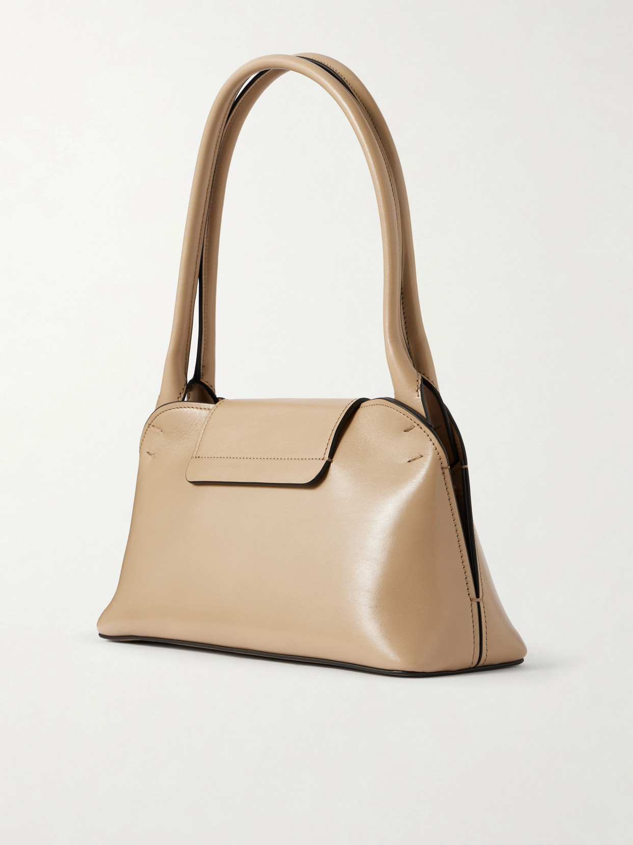 Medusa-embellished Leather Shoulder Bag - Neutrals