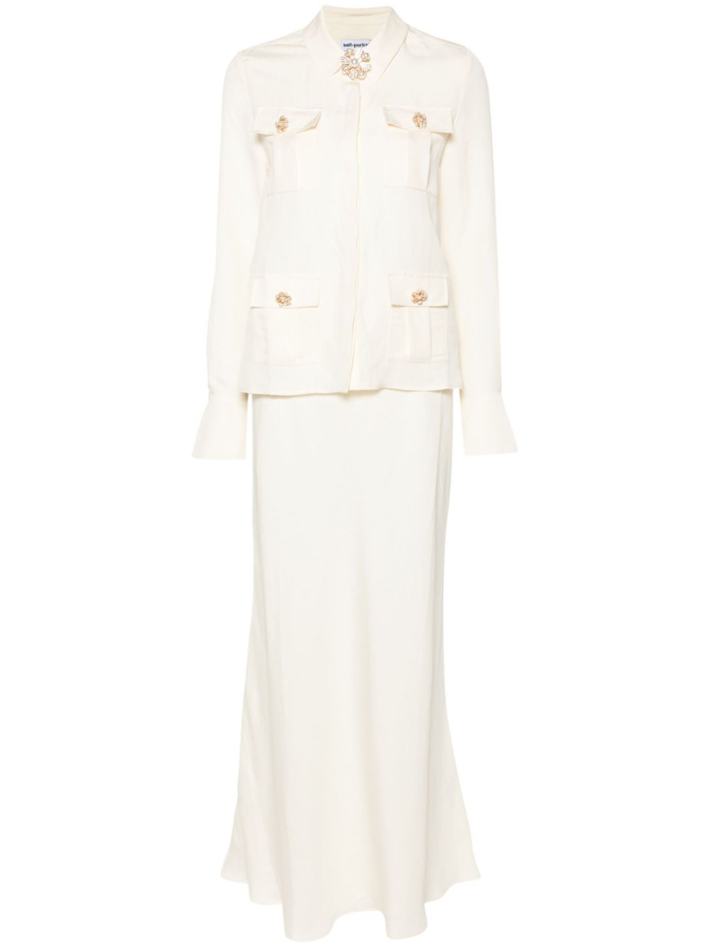 Crystal-embellished button maxi dress - Neutrals