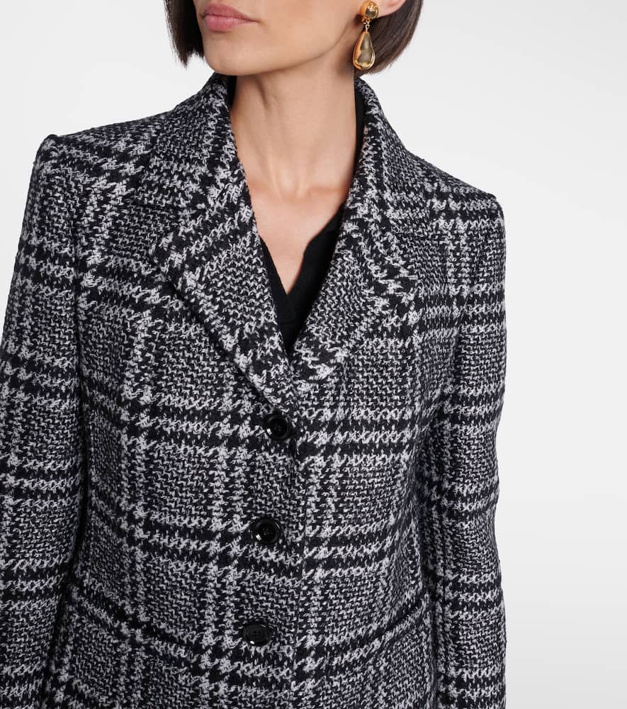 Checked wool, silk, and llama-blend jacket