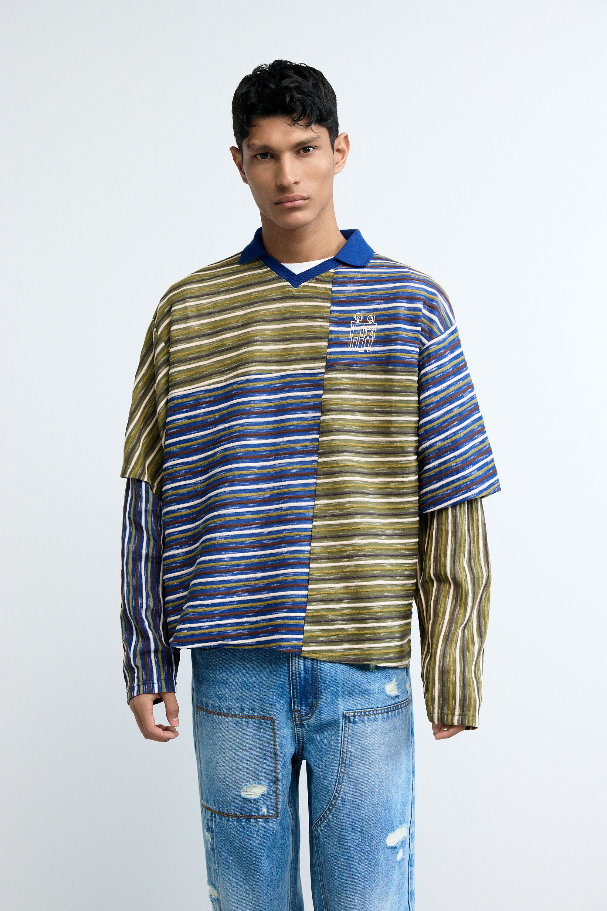Combined striped t-shirt