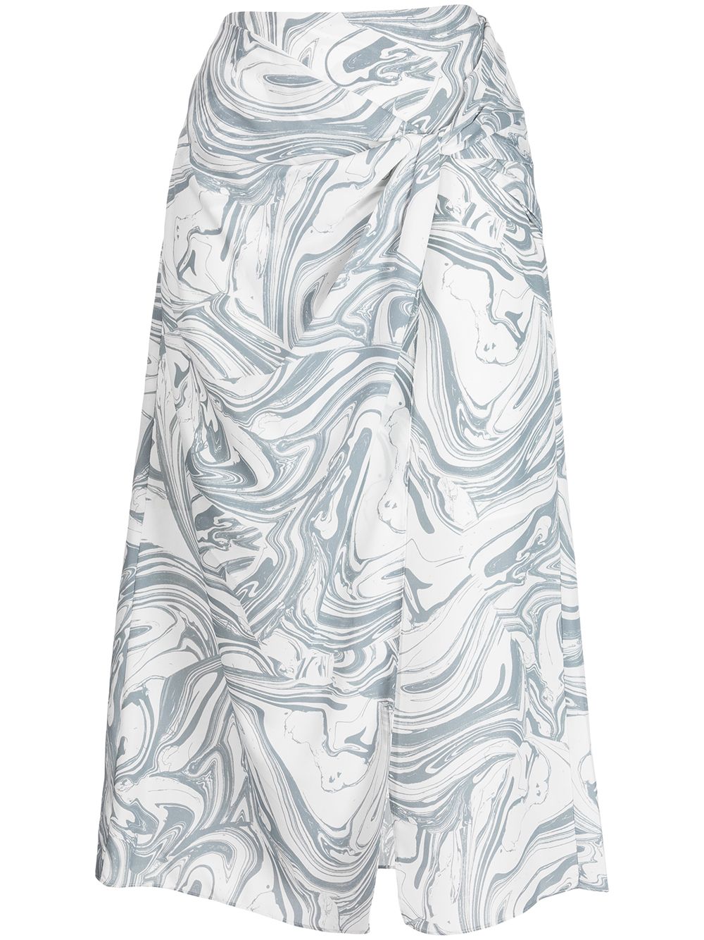 Izabella marble-print midi skirt - Blue