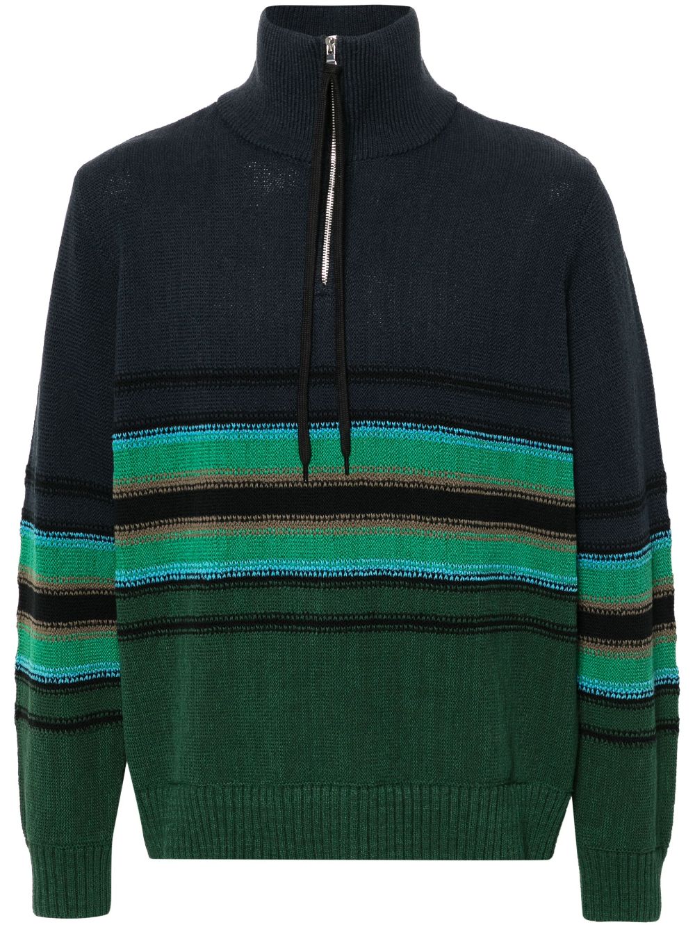 Striped knitted sweater - Blue