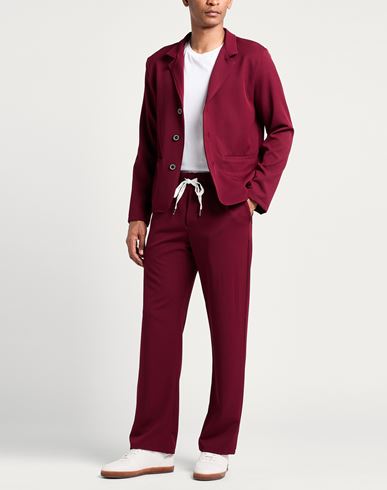 Man Suit Burgundy Size L Polyester, Elastane