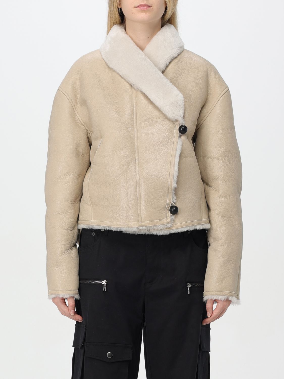 Shearling leather jacket - Neutrals